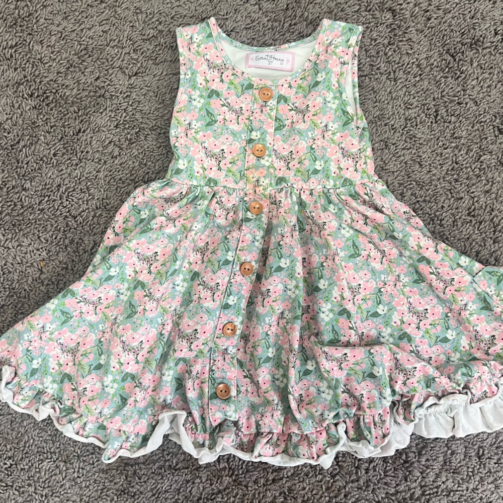SweetHoney Pink and Green Floral Dress